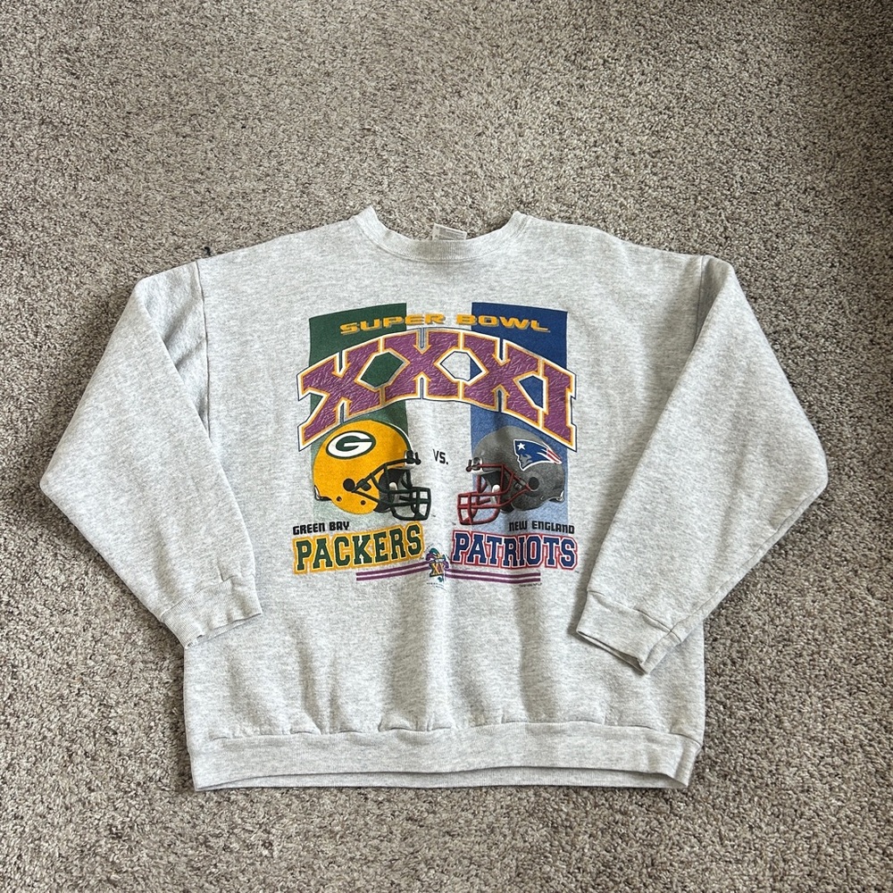 Vintage Tultex Super Bowl 31 Packers Vs Patriots Sweatshirt Crewneck Men’s Large